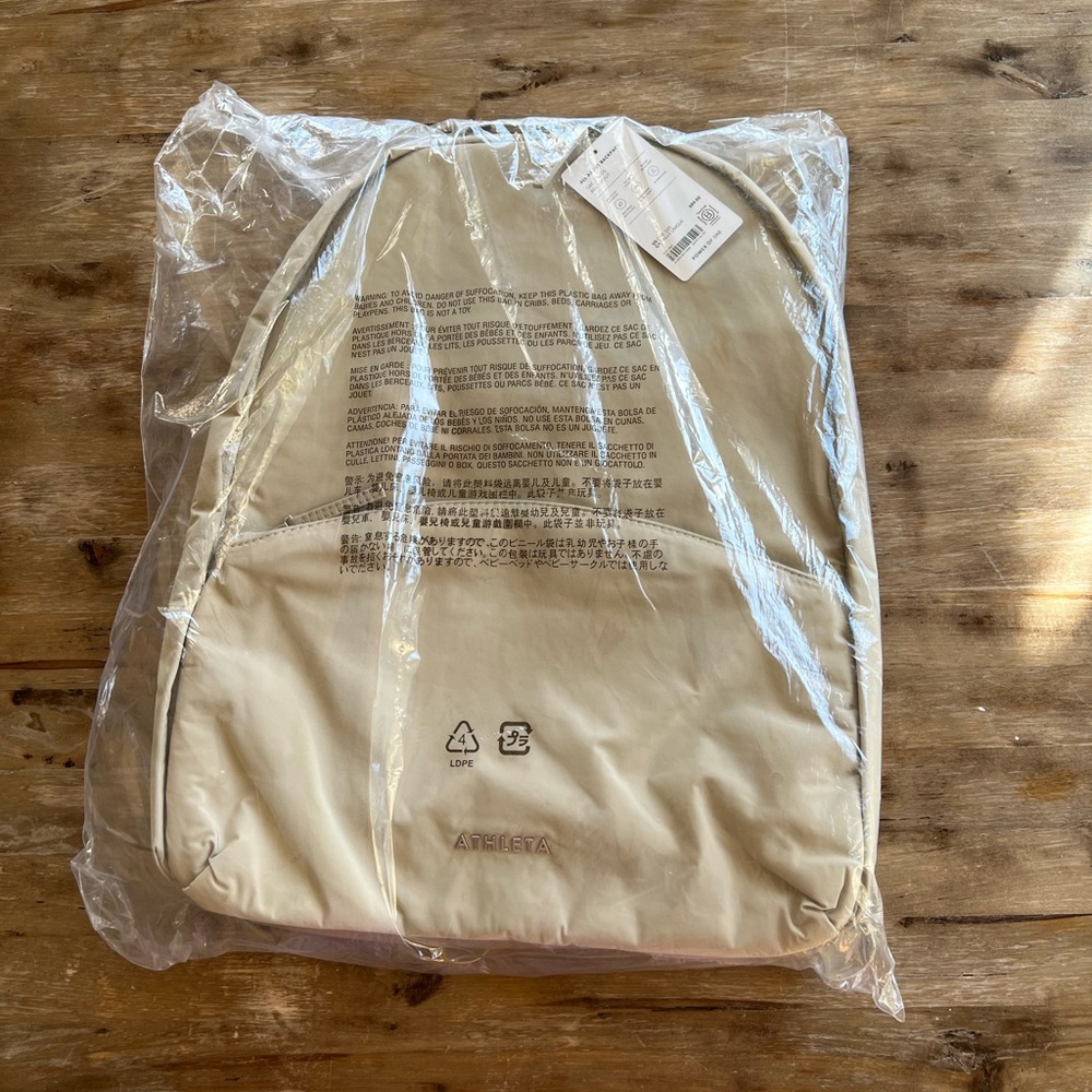 Athleta All about backpack. NWT. Sandstone